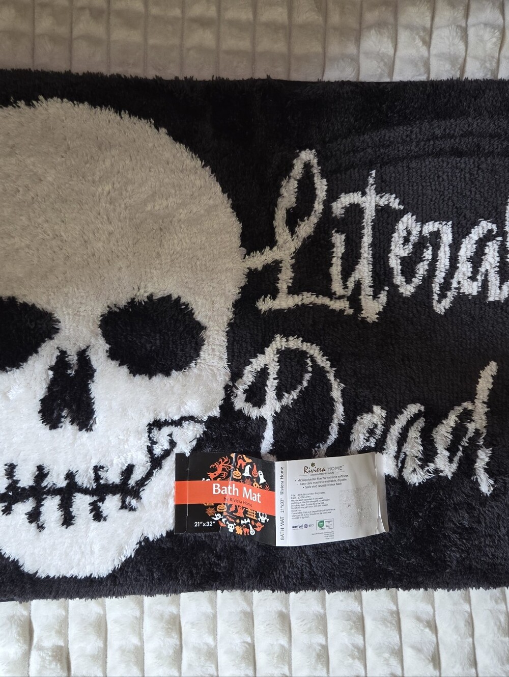 Riviera Black & White Skull Bath Mat - Kids Bath